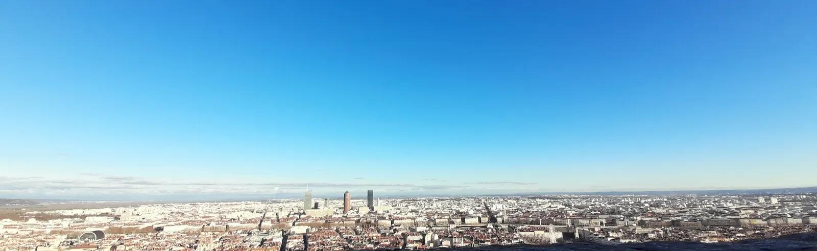 Vue de Lyon et de la Saône depuis l'esplanade de Fourvière